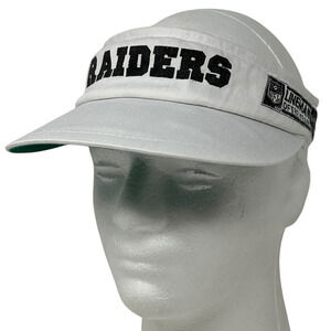 Vintage Las Vegas Raiders Visor Hat Cap 80s White Lineman of the Year Strapback